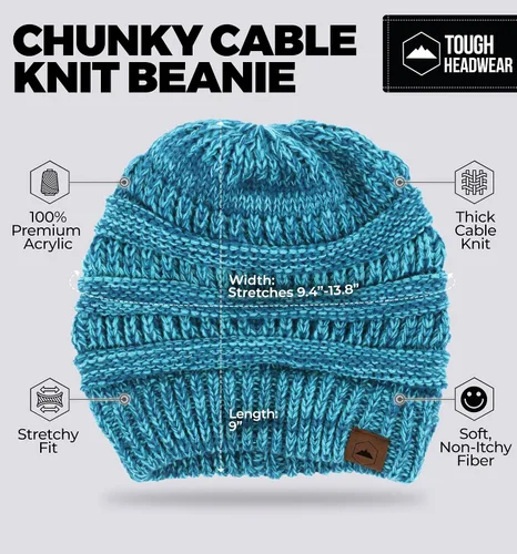 Vista 21 de Gorro de punto para mujer, cálido y suave, elástico, para clima frío de Tough Headwear