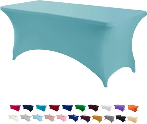 Vista 24 de Peomeise - Funda de mesa de elastano de 4 pies, mantel rectangular elástico de elastano (verde manzana, 4 pies)
