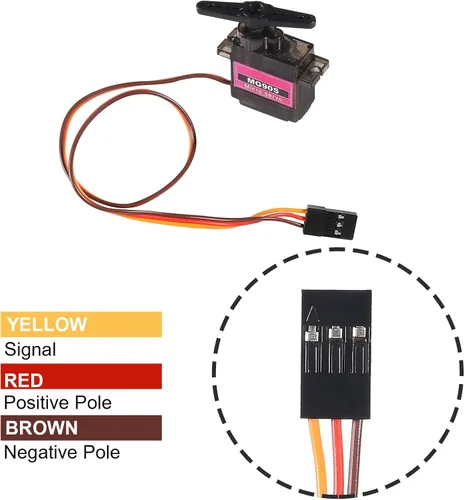 Vista 2 de 2 piezas MG90S 0.32 oz servo motor micro servo metal engranado kit mini servos para RC robot helicóptero avión controles coche barco con cable