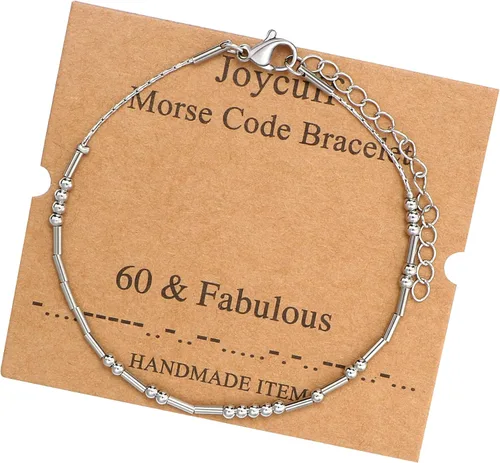 Vista 196 de JoycuFF Pulseras inspiradoras de código morse para mujeres, cuentas de plata, joyería con mantra de motivación, regalos para ella
