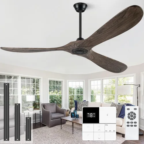 Vista 13 de Eliora Ventiladores de techo de 52 pulgadas sin luces, ventilador de techo de madera sin luz con control remoto, ventilador de techo grande