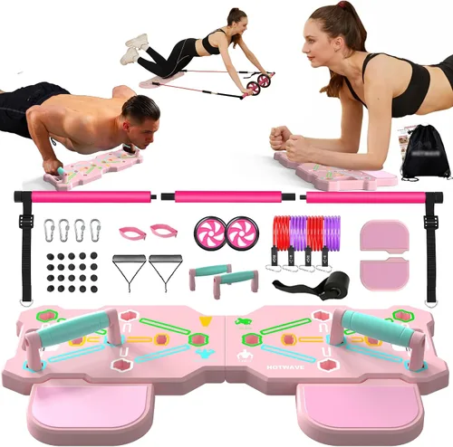 Vista 7 de HOTWAVE Push Up Board, Portable Pushup Board & Plank Trainer, Push Up Bar Foldable Pushup Handles for Floor, Multifunctional Workout Equipment