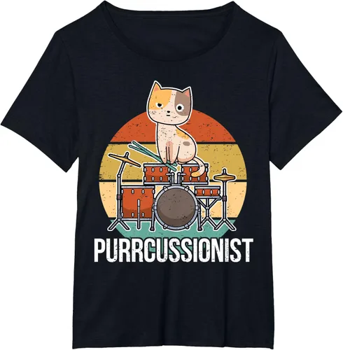 Vista 39 de Funny Percussion Drummer Drumming Drums Saying I Kitten Cat Camiseta, Negro, S