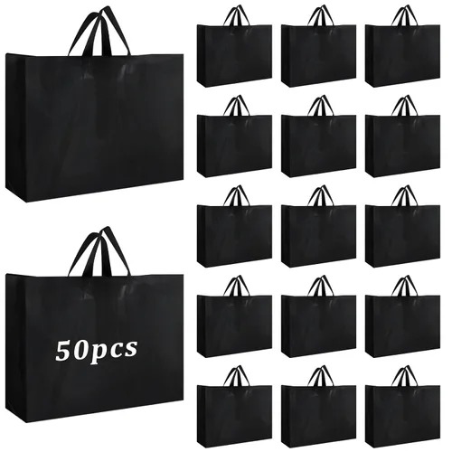Vista 22 de Amylove 80 bolsas de regalo transparentes a granel con asa, bolsa de plástico esmerilado, embalaje reutilizable, envoltura de golosinas