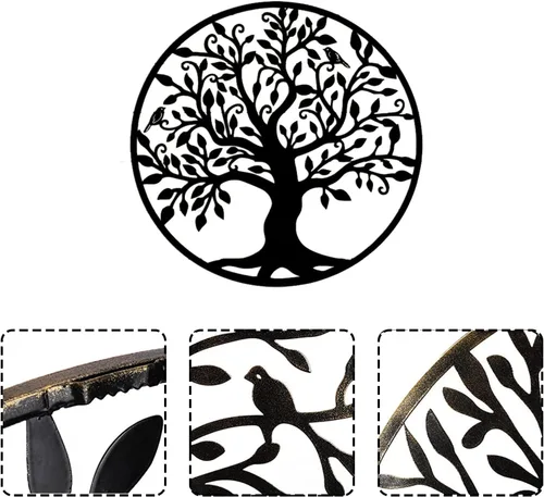Vista 7 de Arte de pared de metal árbol de la vida, arte de pared de árbol genealógico, decoración de pared de metal, adornos de pared, decoración del hogar