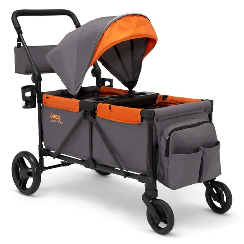 Vista 10 de Cochecito estilo carrito todoterreno Jeep Sport de Delta Children - Incluye toldo, organizador para padres, manillar ajustable, bandeja