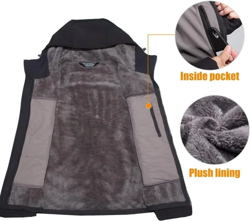 Vista 4 de FREE SOLDIER Chaqueta de senderismo Softshell para hombre, impermeable, con capucha, táctica, cazadora