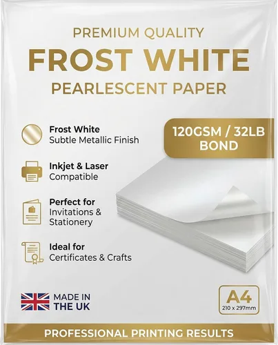 Vista 3 de 10 papel brillante A4 blanco nacarado de 4.23 oz/m² de doble cara apto para impresoras de inyección de tinta y láser Papel de perlas blancas