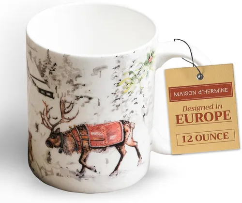 Vista 152 de Maison d' Hermine Taza de café con asas, tazas de porcelana fina de hueso, paquete de una taza de té para bebidas calientes, capuchino, latte