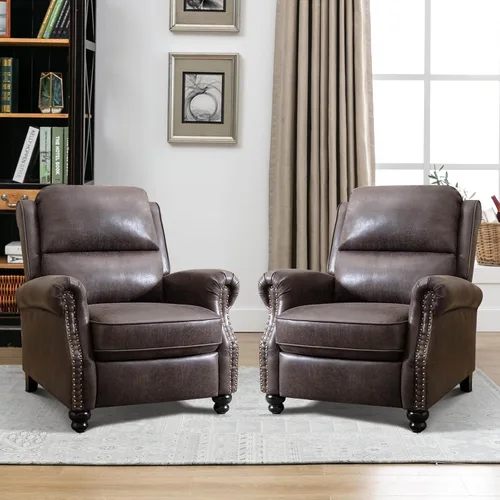 Vista 15 de CANMOV Sillón reclinable de piel sintética con decoración de remaches, sofá individual para sala de estar, color negro