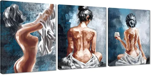 Vista 110 de Novatique 3 piezas de arte de pared sexy en blanco y negro para parejas desnudas, decoración de pared abstracta de amor para mujeres y hombres, arte