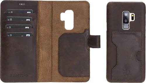 Vista 21 de Venito Florence - Funda de piel compatible con Samsung Galaxy S9, extra segura con bloqueo RFID, cartera desmontable para teléfono (gris decolorado)