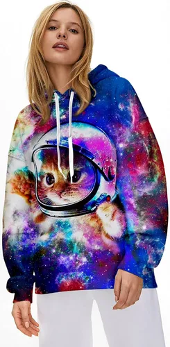 Vista 4 de RAISEVERN Sudadera con capucha para hombre y mujer, con estampado 3D, forro polar, manga larga, sudadera con capucha
