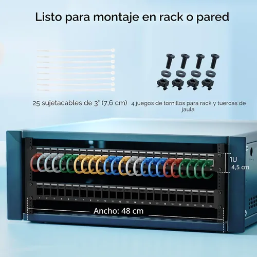 Vista 6 de Cable Matters Panel de conexión Keystone de 1U de 24 puertos con gestión