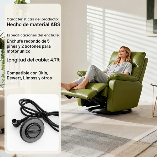 Vista 3 de Fromann - Teléfono de control de mano redondo de 2 botones y 5 pines Reemplazo eléctrico del control del auricular, fijado para la silla elevadora