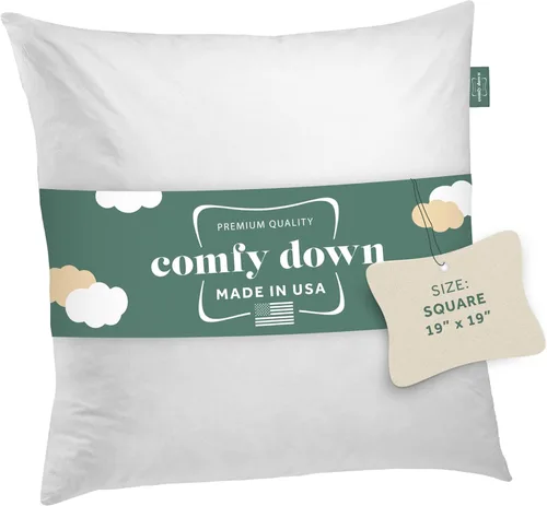 Vista 21 de ComfyDown Cojín de 12 x 12 pulgadas, relleno de plumas y plumas, funda 100% algodón, fabricada en Estados Unidos, funda de almohada decorativa suave