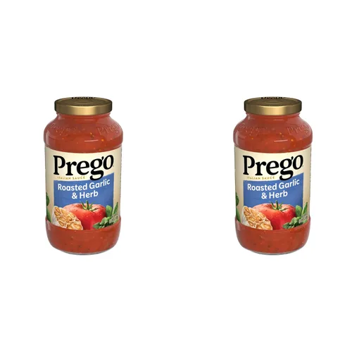 Vista 45 de Prego Tomate grueso con salsa de pasta de ajo y cebolla, tarro de 24 onzas