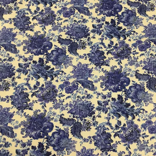 Vista 3 de El juego de 4 sábanas de 500 hilos con estampado floral azul de polialgodón de lujo incluye: 1 plano, 1 sábana bajera y 2 fundas de almohada, juego