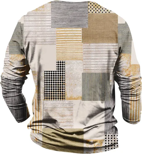 Vista 4 de Blusa vintage de diseñador de otoño para hombre 2023, camiseta casual, diseño abstracto de manga larga, camisas de moda