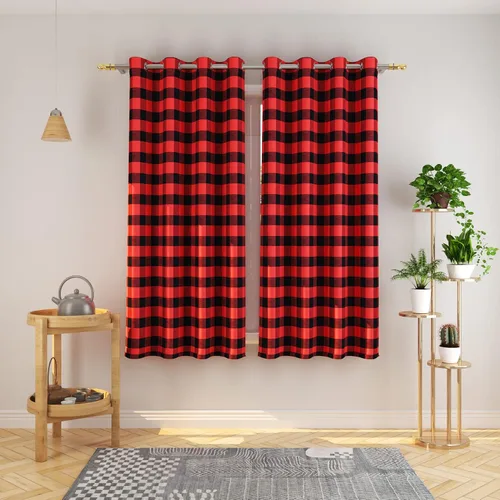 Vista 12 de Cortinas de 24 pulgadas de largo con diseño Buffalo Check Gingham Plaid para ventanas de cocina y baño, tratamiento para ventanas con 2 paneles
