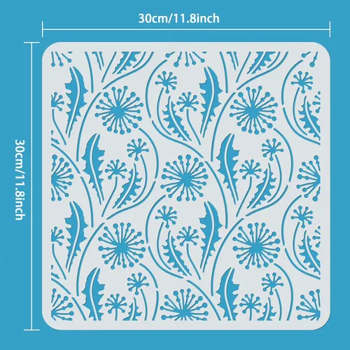 Vista 3 de ORIGACH Plantilla de diente de león reutilizable con textura de diente de león para pintar sobre madera, lienzo, papel, tela, piso, pared y azulejos
