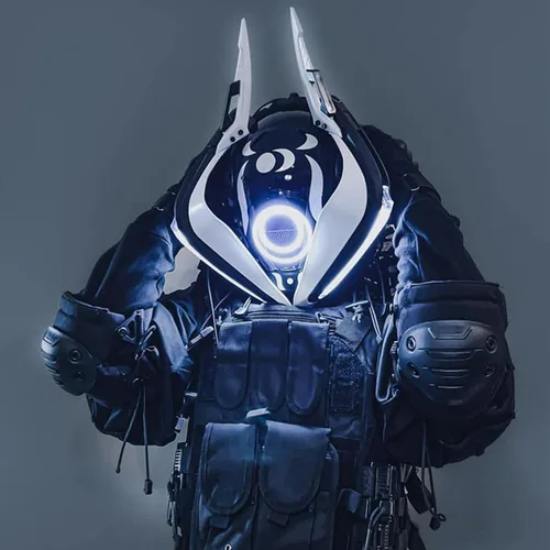 Vista 8 de Máscara de cosplay punk para adultos, máscara LED, tecnología punk futurista, cosplay, Halloween, accesorios para fiestas y festivales de música