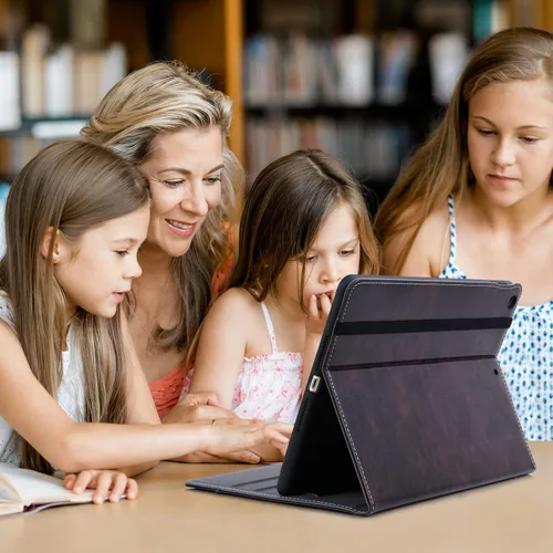 Vista 4 de HFcoupe Funda protectora de soporte multiángulo para iPad de 9ª, 8ª y 7ª generación (2021/2020/2019), funda protectora con soporte multiángulo