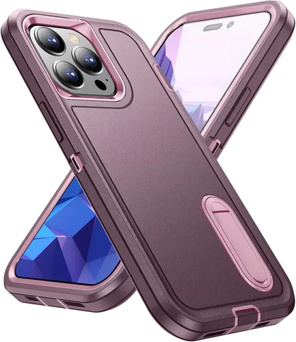 Vista 16 de IDweel Funda para iPhone 15 con soporte, protección resistente a los golpes, antiarañazos, delgada, ligera, protectora resistente, funda rígida
