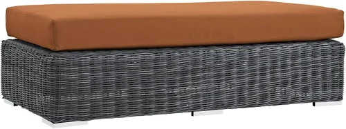 Vista 16 de Modway Summon - Otomana cuadrada de mimbre para patio al aire libre Sunbrella en lona toscana