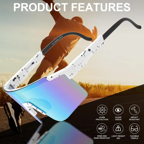 Vista 3 de ROIBEAO Gafas de Ciclismo Profesionales para Hombre y Mujer, Lentes de Sol Deportivos con Protección UV para Béisbol, Ciclismo, Correr, Conducir