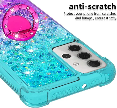 Vista 4 de Funda para Samsung Galaxy A32 5G, diseño de arena movediza con purpurina y purpurina que fluye líquido, flotante, poliuretano termoplástico