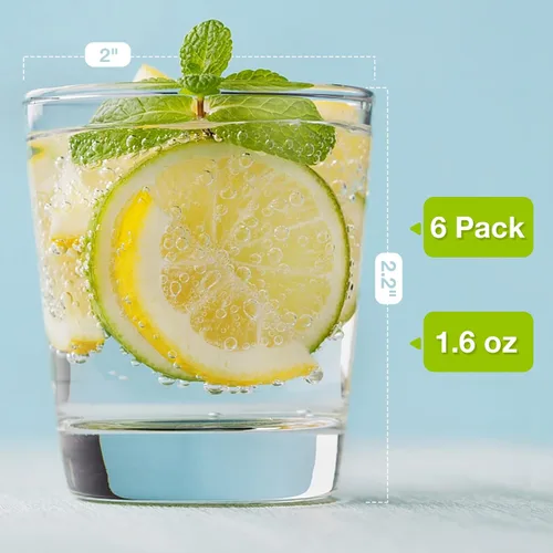 Vista 2 de Gencywe Juego de 6 vasos de chupito con base pesada, vasos de chupito transparentes de 1.6 onzas a granel, pequeños vasos de whisky para vodka