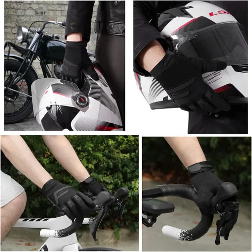 Vista 5 de FIORETTO Guantes de bicicleta de montaña para hombres y mujeres, guantes de ciclismo con almohadilla SBR de 0.197 pulgadas, protección de nudillos