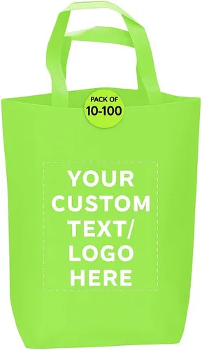 Vista 13 de DISCOUNT PROMOS Customizable Large Tote Bag, Set of 10/50/100 Heavy Duty & Reuseable Bulk Pack - Purple