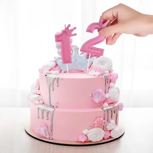Vista 5 de Vela de número de cumpleaños de 3 pulgadas, vela número 3D con decoración de corona, velas grandes para tartas de cumpleaños, bodas, aniversarios