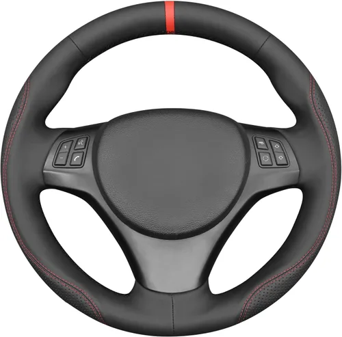 Vista 7 de MEWANT Funda de volante para BMW E90 M Sport E81 E82 E87 E88 E91 E92 E93 M3 E90 E92 de gamuza negra