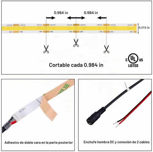 Vista 5 de UL enumeró la luz de tira de la MAZORCA LED 3000K blanco cálido Blanco cálido 3000K