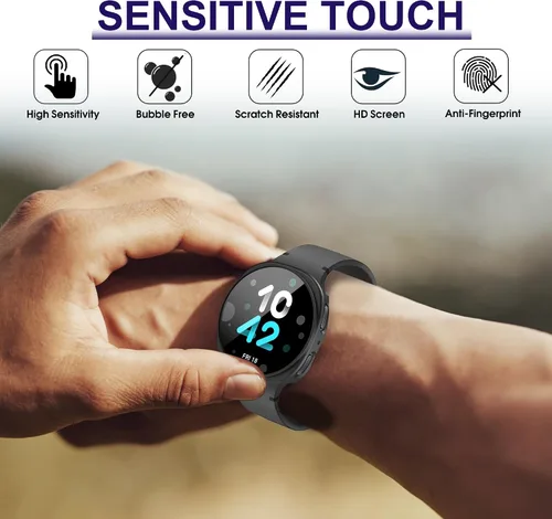 Vista 4 de Paquete de 12 fundas para Samsung Galaxy Watch 9/8 de 1.575 pulgadas con protector de pantalla de vidrio templado, funda protectora resistente a