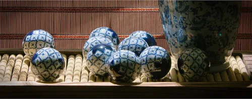 Vista 4 de Red Lantern BW-BALL32 Juego de bolas de porcelana, 3 pulgadas, azul y blanco