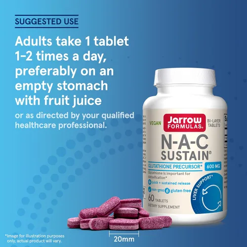 Vista 7 de Jarrow Formulas N-A-C Sustain, mejora función del hígado y pulmón, 0.021 oz, SUS, 1, 1