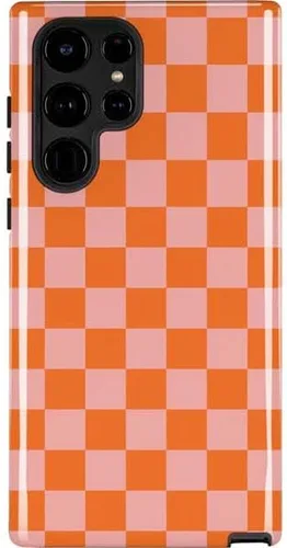 Vista 5 de Skinit Funda para teléfono Pro compatible con Galaxy S22 Ultra - Diseño de tablero de ajedrez rosa