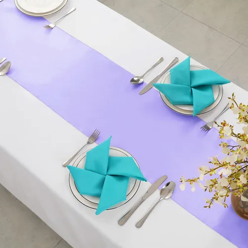 Vista 4 de Horbaunal - Juego de 2 caminos de mesa de satén lavanda de 12 x 108 pulgadas, caminos de mesa suaves para bodas, banquetes, fiestas de cumpleaños