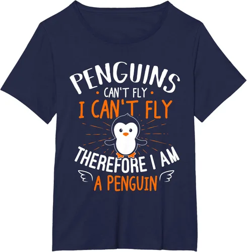 Vista 24 de Penguins Can't Fly Shirt - Camiseta de regalo para amantes de los pingüinos, Azul Azul Marino