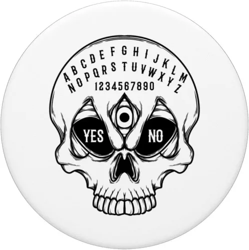 Vista 3 de Planchette PopSockets con cabeza de esqueleto paranormal gótico, PopGrip intercambiable