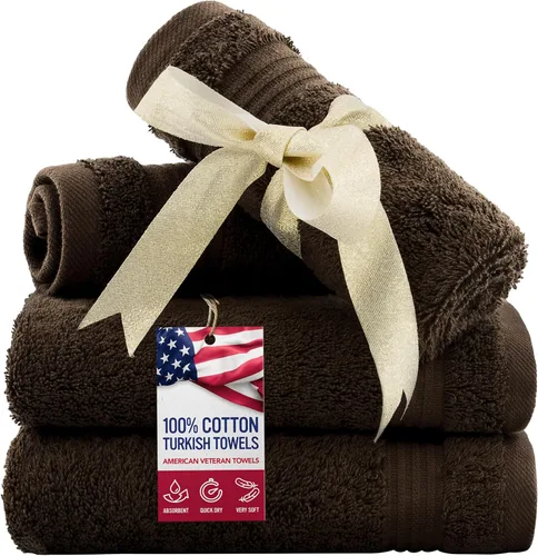 Vista 82 de Juego de toallas American Veteran Towel, de lujo, 6 piezas de algodón 100 % turco para máxima suavidad y absorción, para hotel y spa
