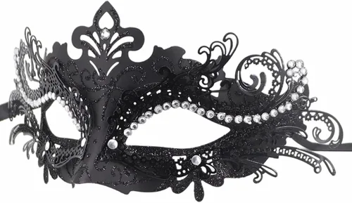 Vista 3 de Awlsyj Máscara de mascarada para parejas, de metal, veneciano, Halloween, Mardi Gras, para fiesta, baile de graduación
