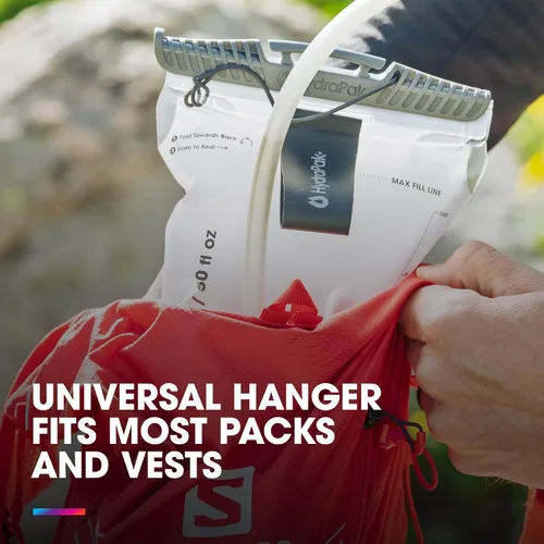 Vista 3 de HydraPak Velocity Depósito de hidratación (1.5L, 2L, 3L), cámara de agua ultraligera, válvula de mordida autosellante, a prueba de fugas