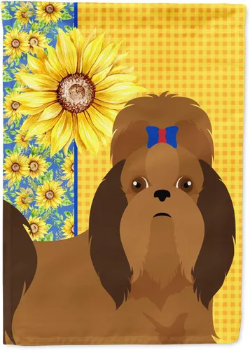 Vista 295 de Caroline's Treasures WDK5313GF Bandera de jardín con diseño de girasoles de verano, color negro y tostado, Airedale Terrier para buzón, bandera