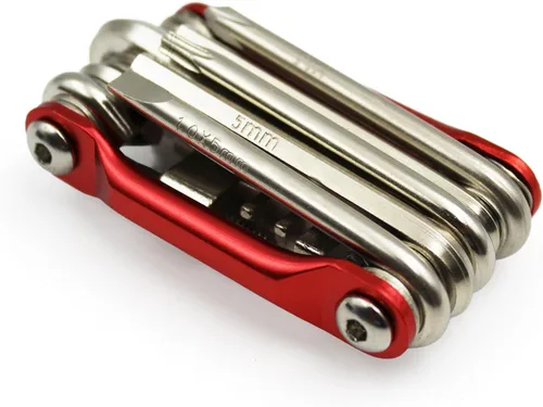 Vista 2 de Multiherramienta 10 en 1 para bicicleta, kit de reparación compacto de bicicleta con rompedor de cadena, juego de llaves Allen, destornilladores