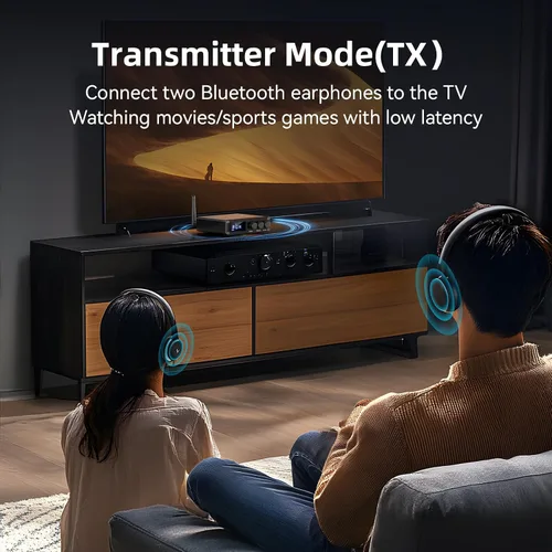 Vista 4 de M12 Pro Pre Bluetooth 5.2 Transmisor Receptor para TV, estéreo doméstico, auriculares BT, adaptador de decodificador de audio Bluetooth HD de baja